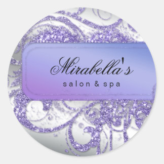 Pegatina Redonda Nail Salon Purple Purpurina Elegant Bling