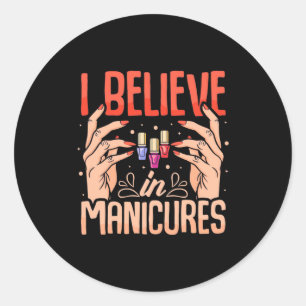Pegatina Redonda Nail Tech Cree En Las Manicuras