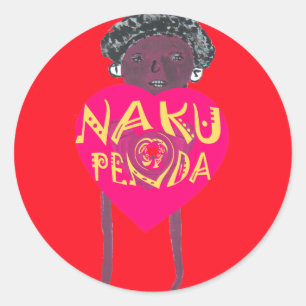 Pegatina Redonda Nakupenda Love Art - Swahili Heart Design
