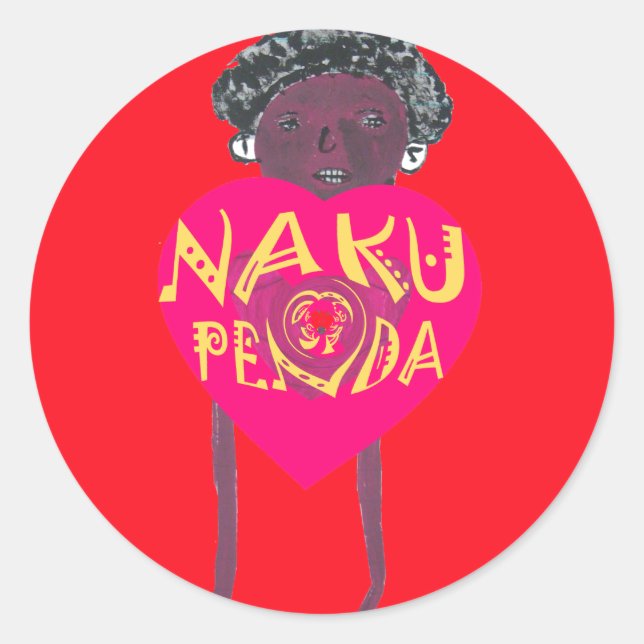 Pegatina Redonda Nakupenda Love Art - Swahili Heart Design (Anverso)