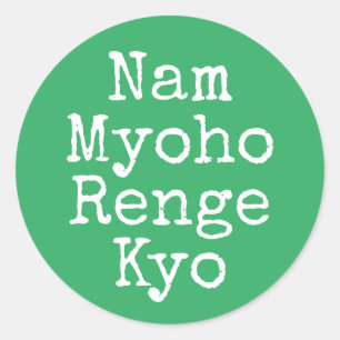 Pegatina Redonda Nam Myoho Renge Kyo Green Budismo Mantra