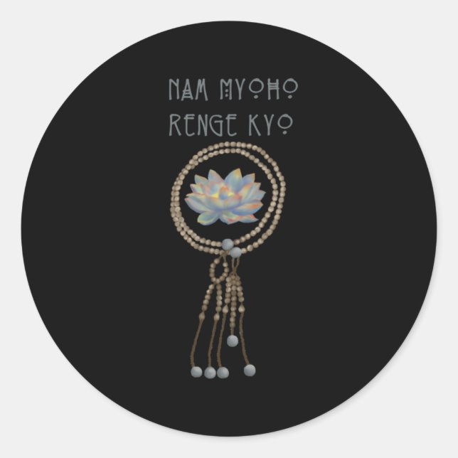 Pegatina Redonda Nam Myoho Renge Kyo Juzu Bead (Anverso)