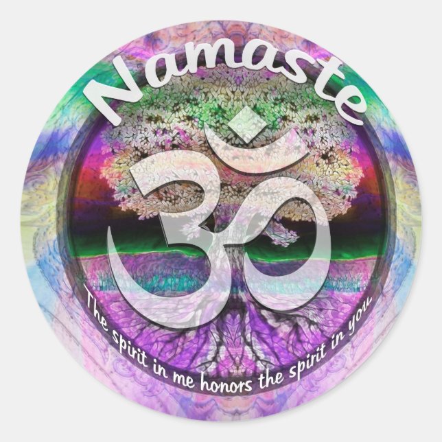 Pegatina Redonda Namaste (Anverso)