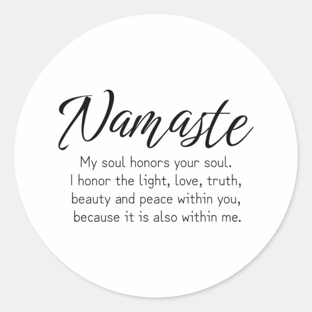 Pegatina Redonda Namaste definition Zen,Yoga, Inspirational quote (Anverso)