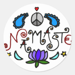 Pegatina Redonda Namaste Doodles