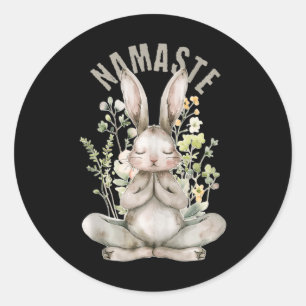 Pegatina Redonda Namaste Easter Rabbit Zen Yoga Interior Peace Spir