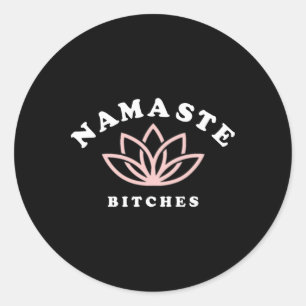 Pegatina Redonda Namaste Es Flor de Loto Regalo Divertido de Yoga p