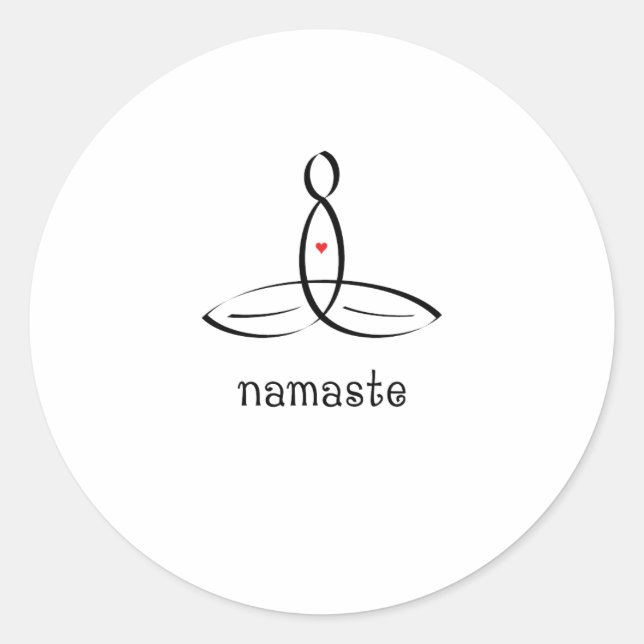 Pegatina Redonda Namaste - Estilo de abanico negro (Anverso)