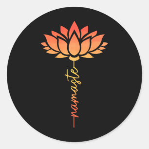 Pegatina Redonda Namasté Flor de Loto Yoga Zen Budismo Buda Espírit