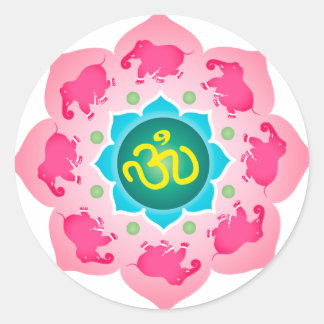 Pegatina Redonda Namaste Lotus Flower Om Yoga