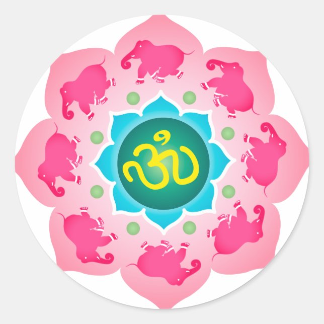 Pegatina Redonda Namaste Lotus Flower Om Yoga (Anverso)