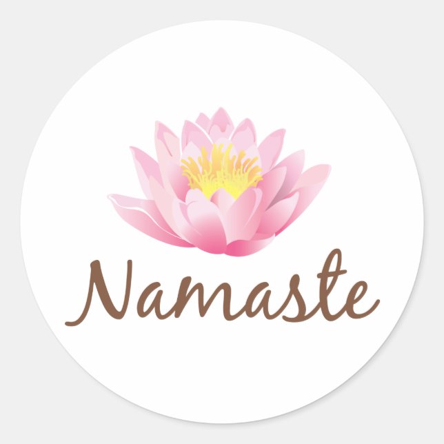 Pegatina Redonda Namaste Lotus Flower Yoga (Anverso)