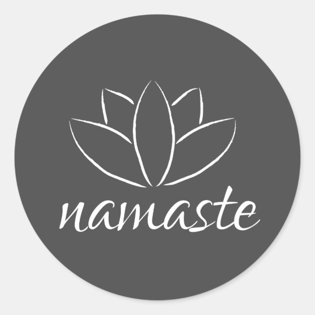 Pegatina Redonda Namaste Lotus Flower Yoga manuscrito (Anverso)