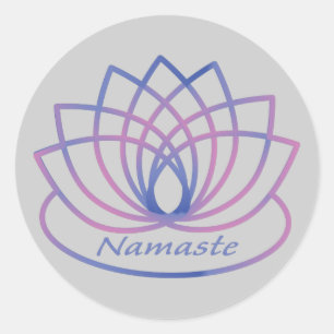 Pegatina Redonda Namaste Purple and Pink Lotus Flower