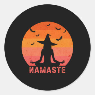 Pegatina Redonda Namaste Witts Halloween Yoga Witch