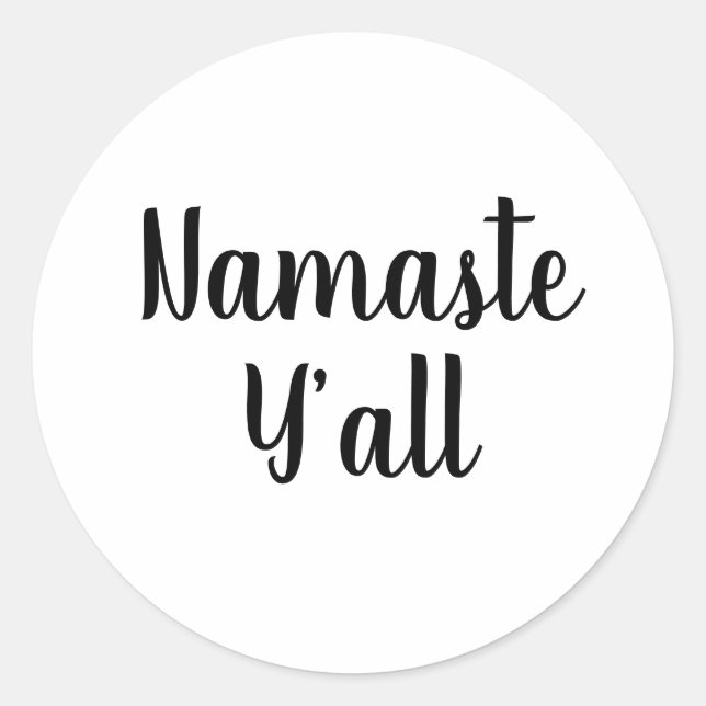 Pegatina Redonda Namaste Y’all Yoga Typography (Anverso)
