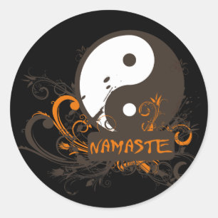 Pegatina Redonda Namaste Yin Yang