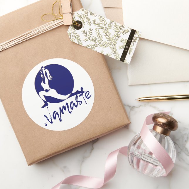Pegatina Redonda Namaste, yoga (Regalar)