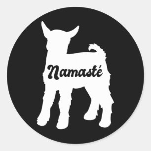 Pegatina Redonda Namaste Yoga de Cabra Adorable