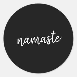 Pegatina Redonda Namaste   Yoga negro Meditación espiritual moderna