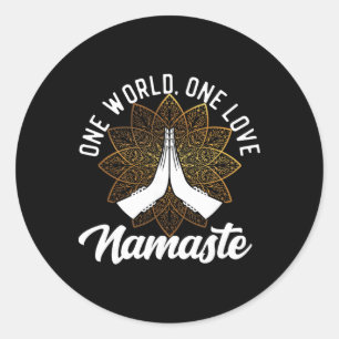 Pegatina Redonda Namaste - Yoga Zen Atención Plena - Namaste