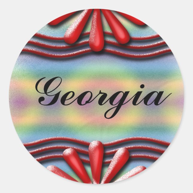 Pegatina Redonda Nameplate Red (Anverso)