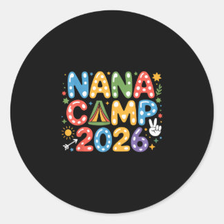 Pegatina Redonda Nana campamento 2026 equipo de camping vacaciones