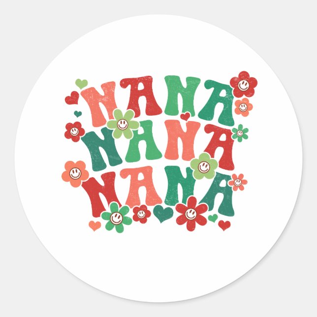 Pegatina Redonda Nana Christmas Stickers (Anverso)
