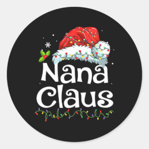 Pegatina Redonda nana claus navidades de camisa familia pajama a ju