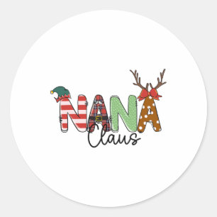 Pegatina Redonda Nana Claus Navidades Divertidas Navidades familiar