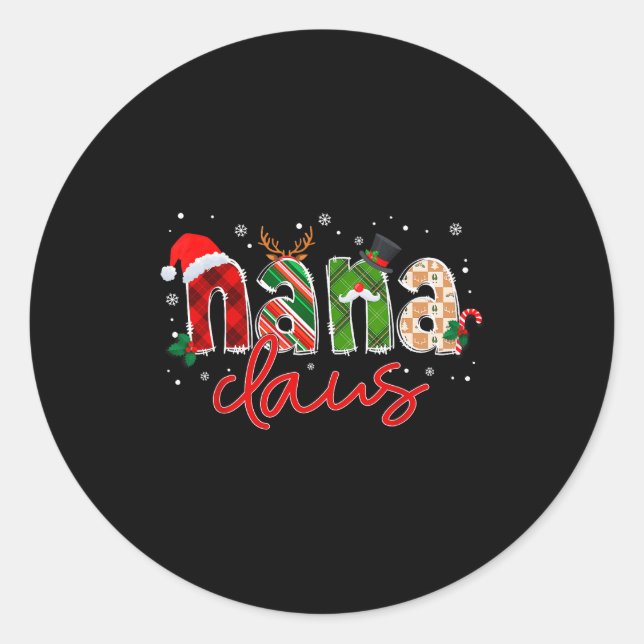 Pegatina Redonda Nana Claus Santa Claus Family Matching Christmas P (Anverso)