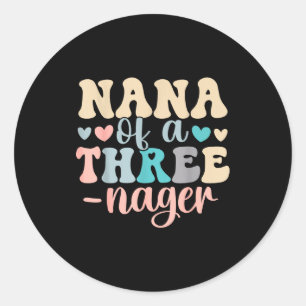 Pegatina Redonda Nana de un threenager cumpleaños 3 coincidente fam