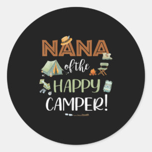 Pegatina Redonda Nana del cumpleaños del primer campamento feliz
