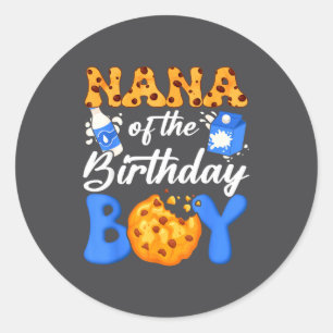 Pegatina Redonda Nana Del Niño De Cumpleaños Leche Y Galletas 1er C
