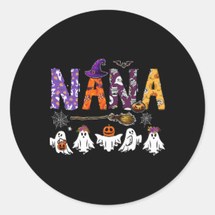 Pegatina Redonda Nana Halloween Boo Fantasma Horror Disfraces Famil