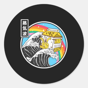 Pegatina Redonda Nana Milk Surfing Ola Kanagawa Kawaii Anime Vapor