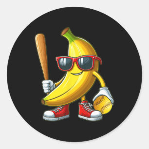 Pegatina Redonda Nanas Sungles Jugando Softll Divertido Deporte de