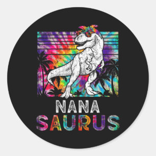 Pegatina Redonda Nanasaurus Dinosaur Nana Saurus Familia Coincidien