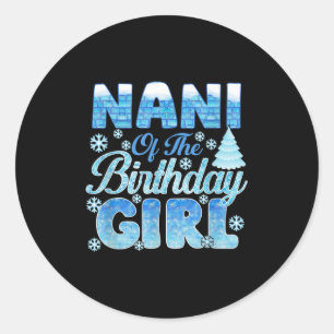 Pegatina Redonda Nani Del Chica De Cumpleaños Snowflakes Themed Mat
