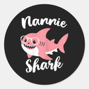 Pegatina Redonda Nannie Shark, el día de la abuela de la abuela