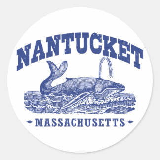 Pegatina Redonda Nantucket Whale