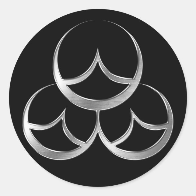 Pegatina Redonda Naoe Clan Kamon Silver Chrome (Anverso)