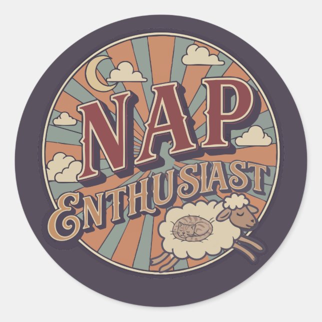 Pegatina Redonda Nap Enthusiast (Anverso)