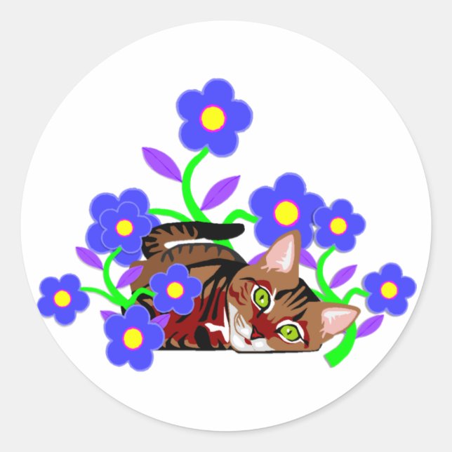 Pegatina Redonda Napa de gato (Anverso)