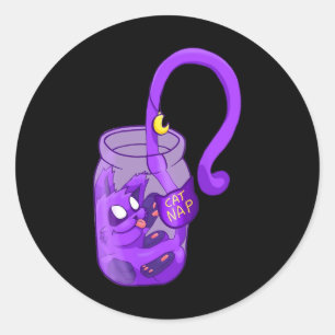 Pegatina Redonda Napa del gato de la cara de la luna - Gato lindo