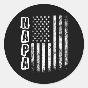 Pegatina Redonda Napa Día del Padre Bandera Americana 4 de Julio