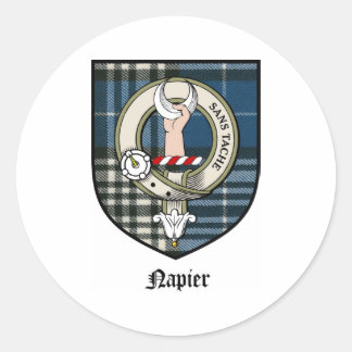 Pegatina Redonda Napier Clan Escudo Badge Tartan