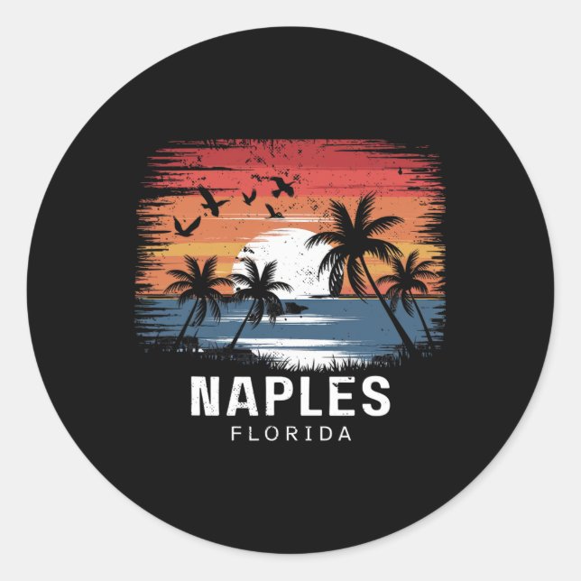 Pegatina Redonda Naples Beach Florida Surfing Surfer  (Anverso)