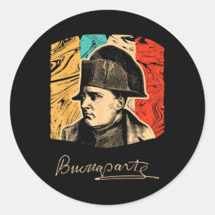 Pegatina Redonda Napoleón Bonaparte líder histórico Politi francés