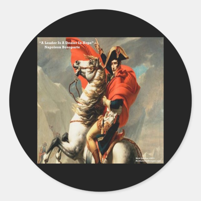 Pegatina Redonda Napoleón y cita "Líder" (Anverso)
